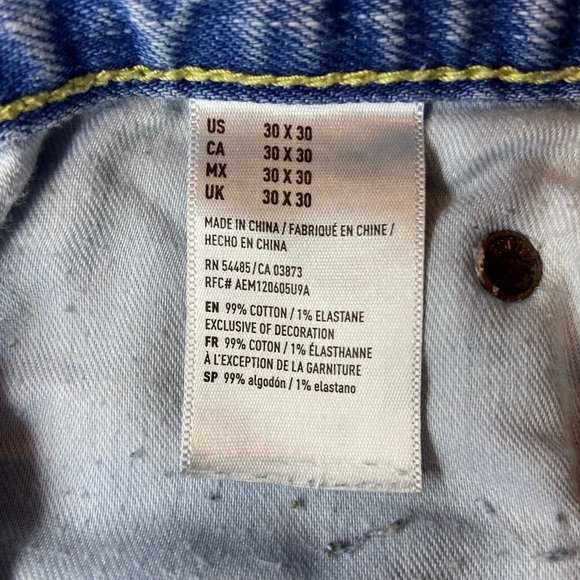 American Eagle skinny distressed jean size 30x30 raw edge light stone wash - Picture 5 of 8